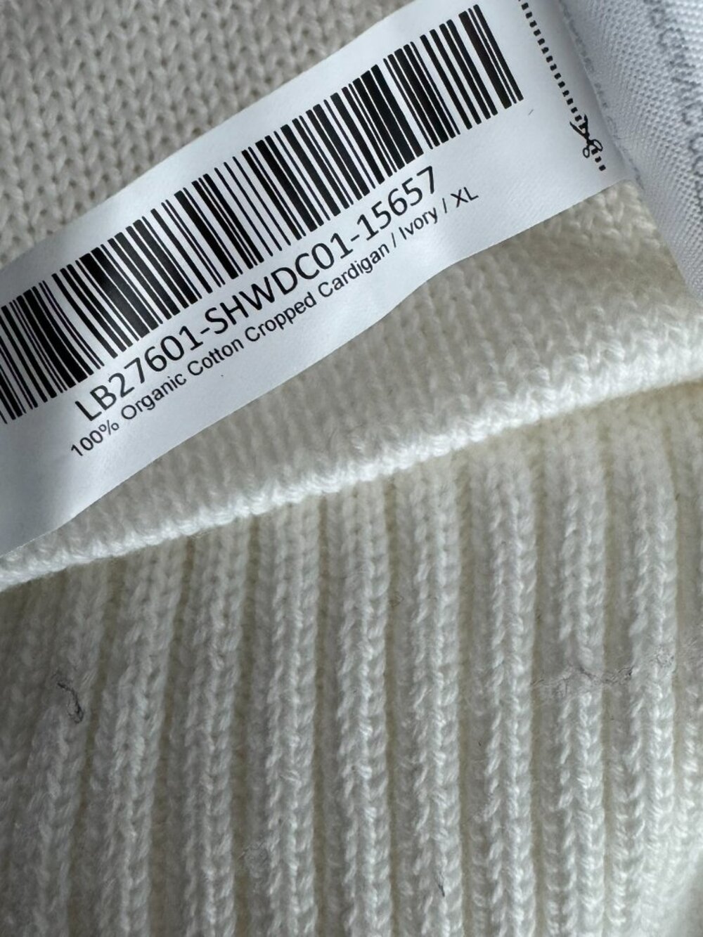 Quince Organic Cotton Cropped Cardigan Sweater Womens XL Ivory Solid FS-1541 - Picture 9 of 9